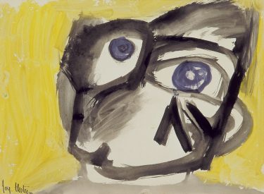 Joy Hester, Face (with yellow background), c. 1947, brush and ink, and gouache on paper. Heide Museum of Modern Art, Melbourne. Gift of Barrett Reid 1990. © Joy Hester Licensed by Viscopy 2010